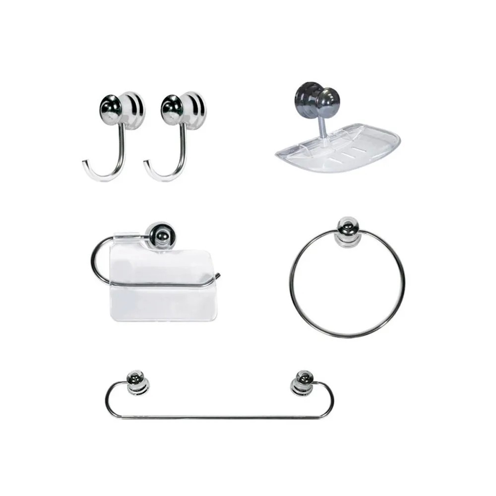 Kit de Acessórios para Banheiro com 5 Peças Plus Cromado