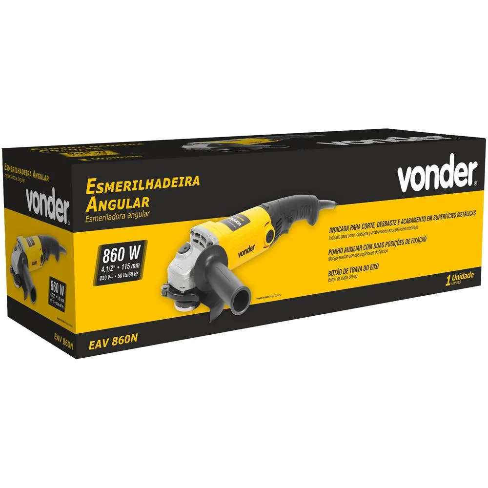 Esmerilhadeira Angular Vonder 4.1/2" 115Mm Eav860N 11000Rpm 860W 220V