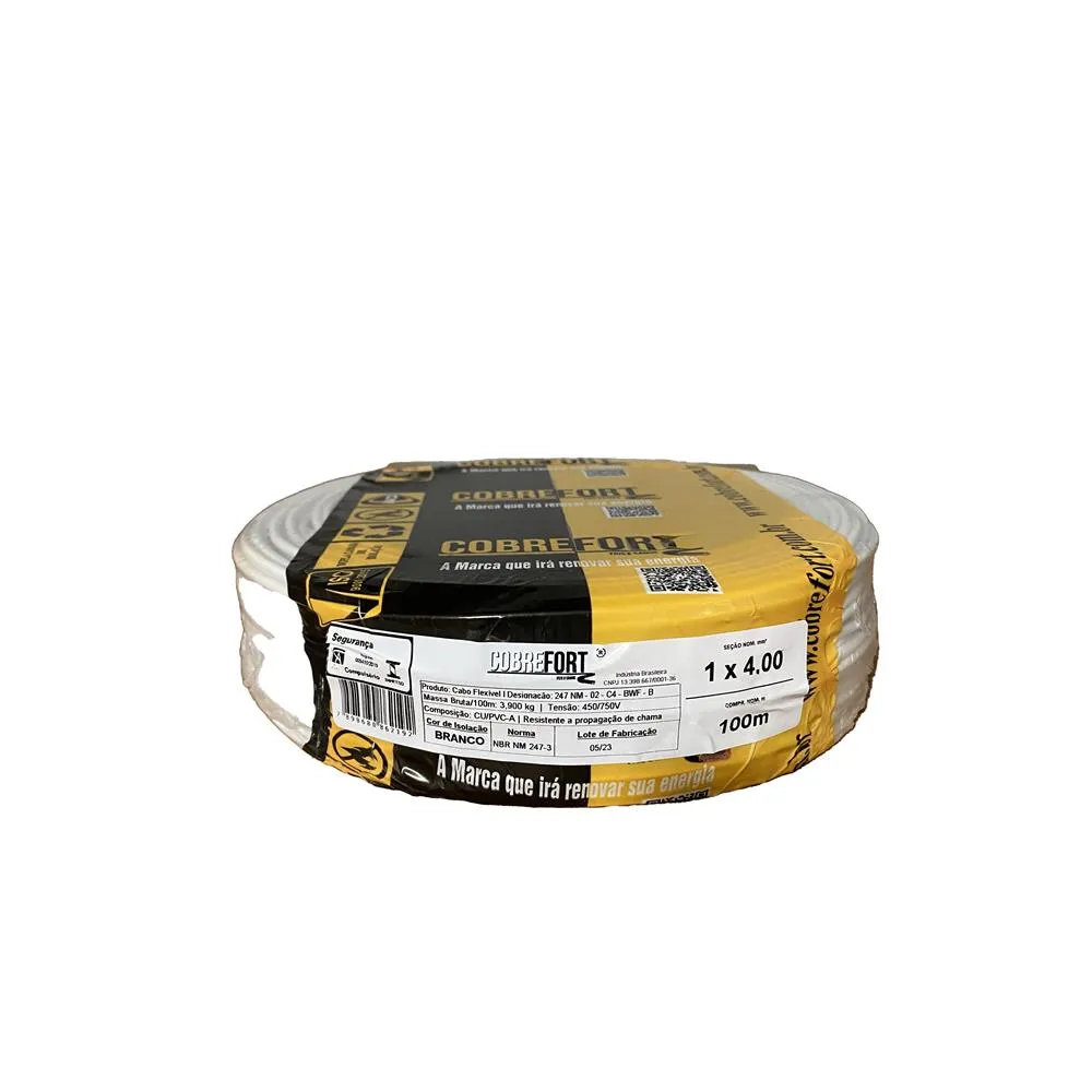 Cabo Flex Cobrefort 4,00MM 450/750V Branco 100M